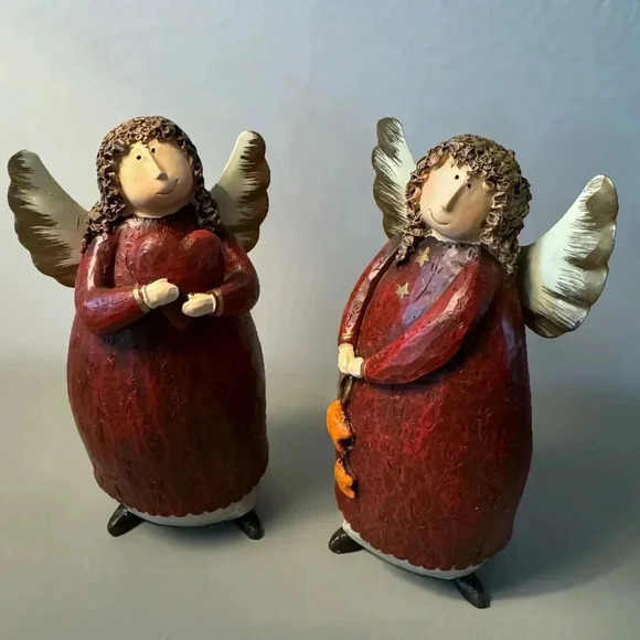 Set Of 2 Vintage 90s Christmas Holiday Charming Angel Figurines New In Box 6” - Picture 2 of 9